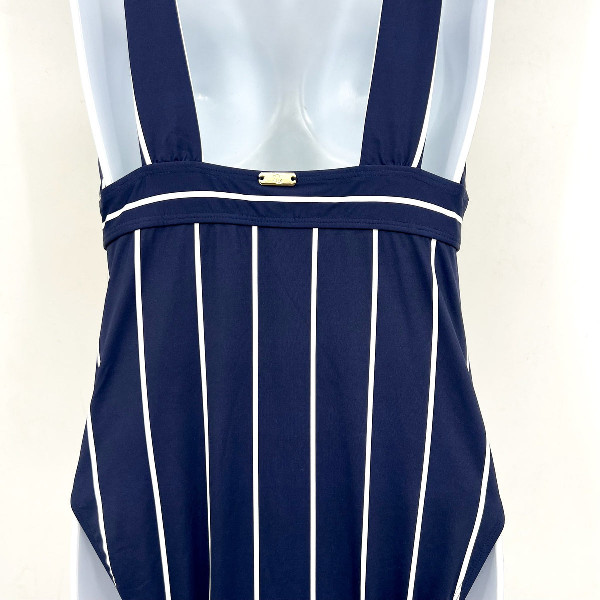 LAUREN RALPH LAUREN Villa Stripe VNeck One Piece Swimsuit Size 16 Blue White NWT