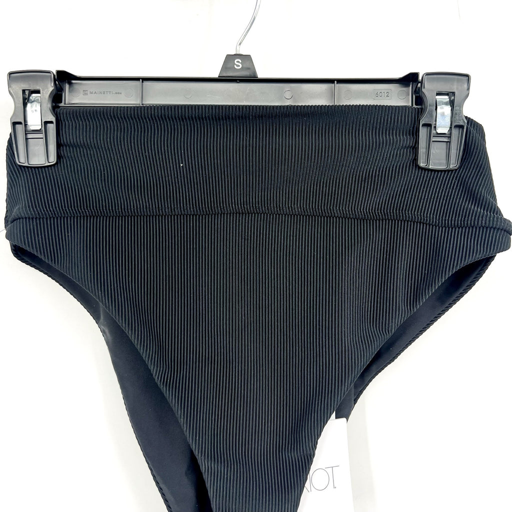BEACH RIOT Women's Highway Bikini Bottoms Large Black Ribbed High Waist NWT