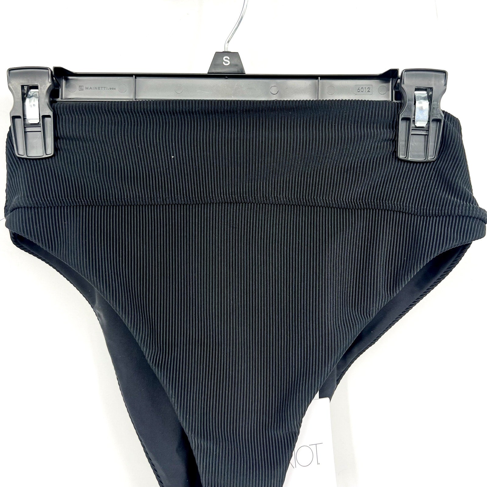BEACH RIOT Women's Highway Bikini Bottoms Large Black Ribbed High Waist NWT