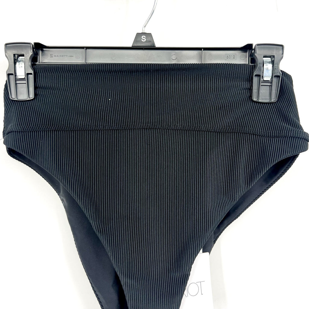 BEACH RIOT Women's Highway Bikini Bottoms Large Black Ribbed High Waist NWT