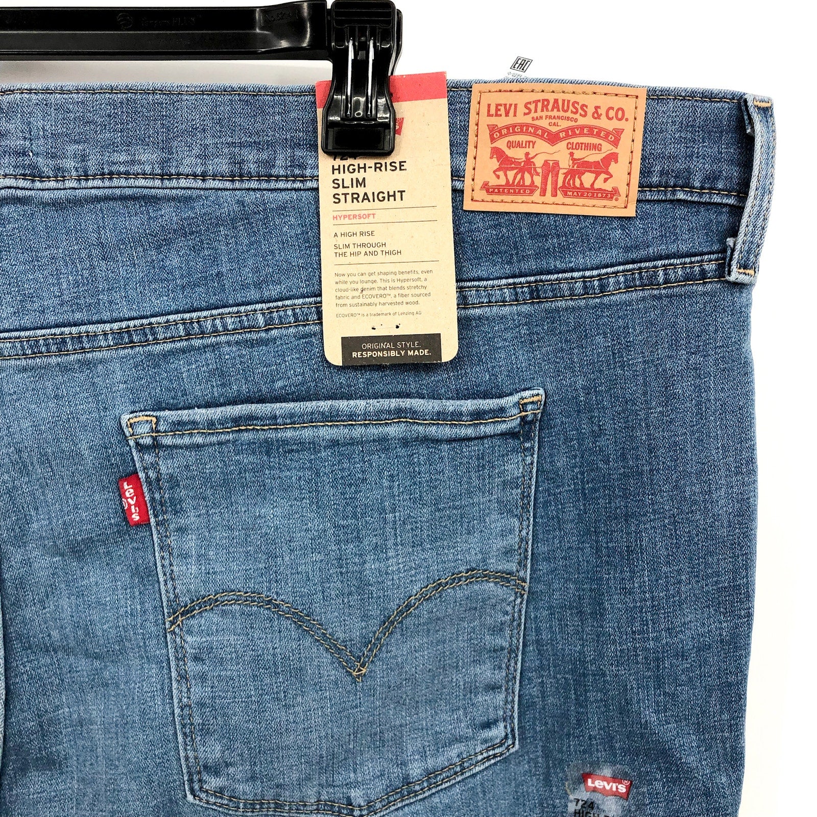 Levi's Womens 724 Slim Straight Jeans 26W Blue Slate Fixer 83737-0016 NWT