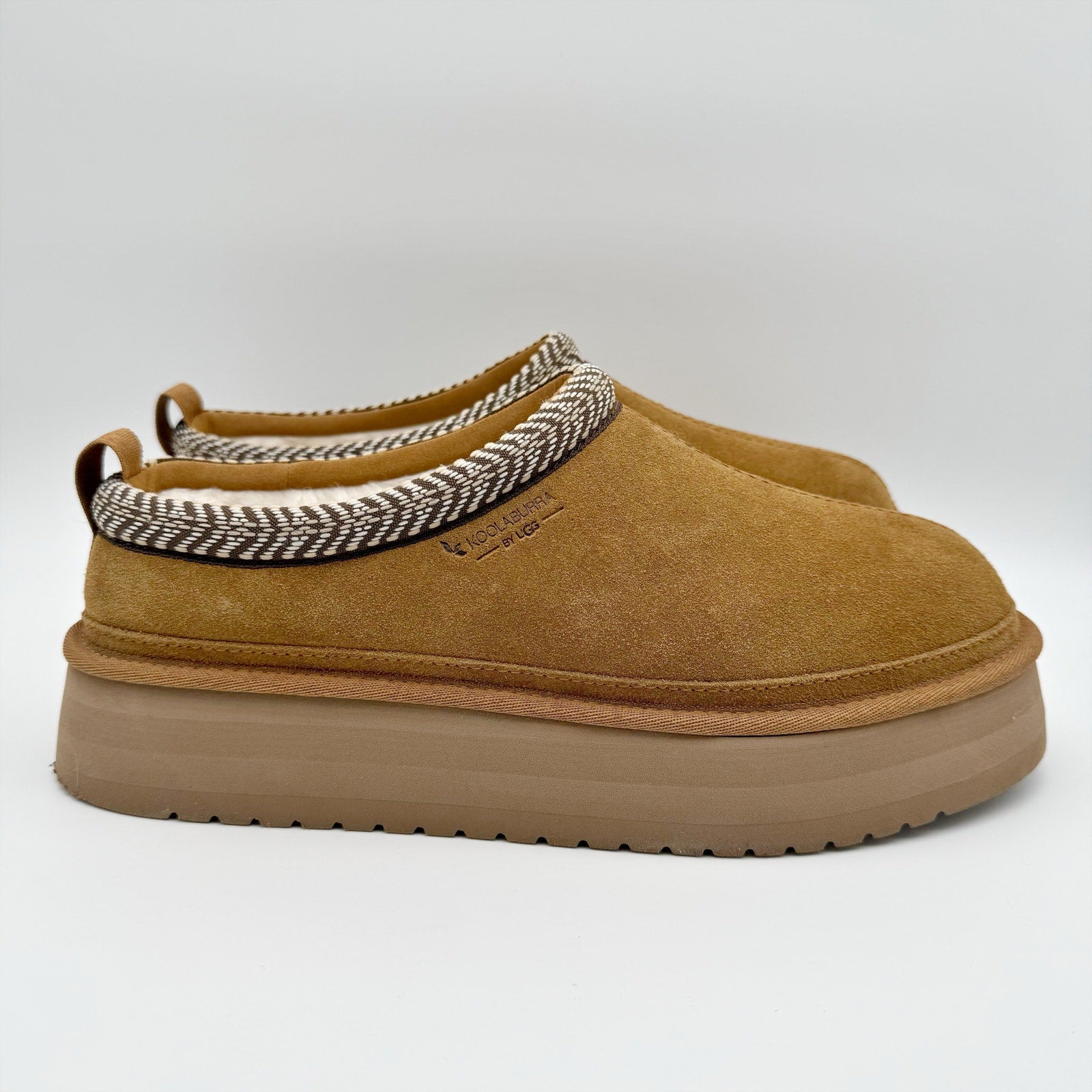 Koolaburra by UGG Womens Burree Platform Slippers US 12 Chestnut Brown Suede NIB