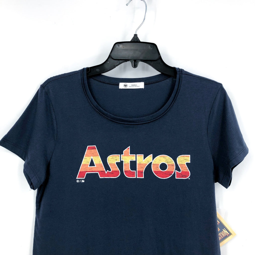 47 BRAND Womens Houston Astros Vintage Premier Frankie T Shirt Small Blue NWT