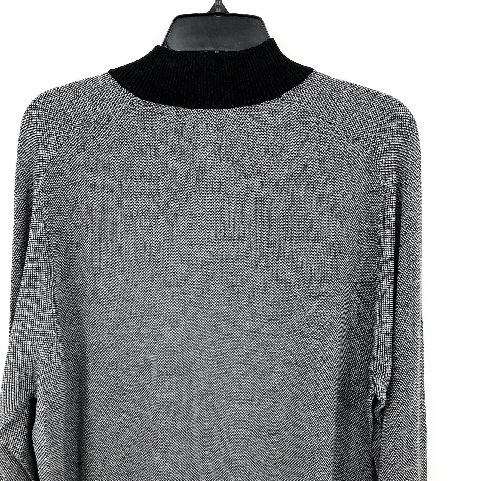 JACK VICTOR Mens Valois 1/4 Zip Sweater XXL Black Grey Pullover Cotton Silk NWT