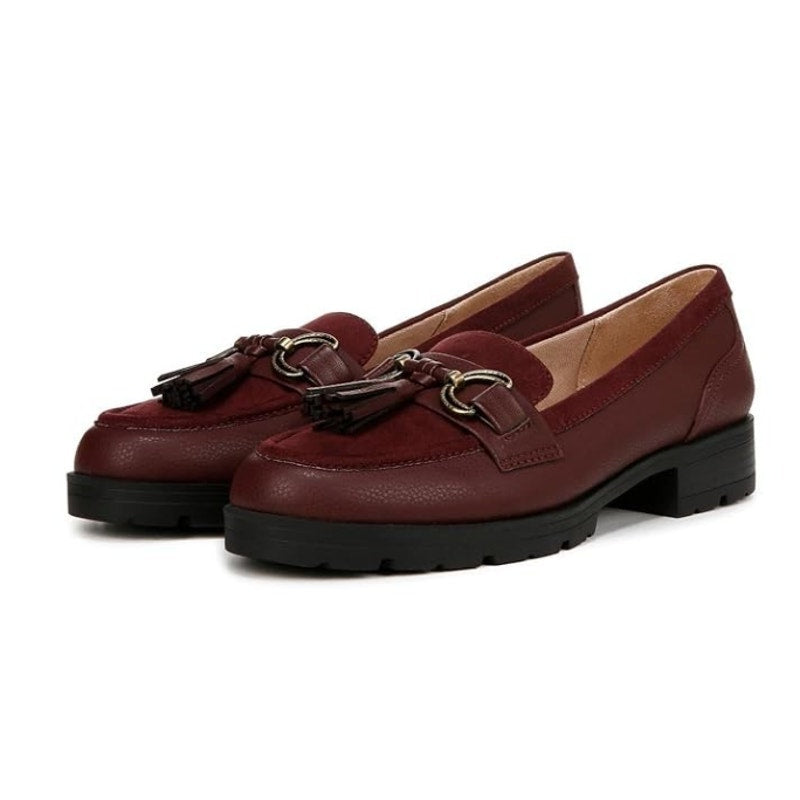 LifeStride Womens Logan Flat Loafers Size 8 EU 38.5 Wine Red NIB