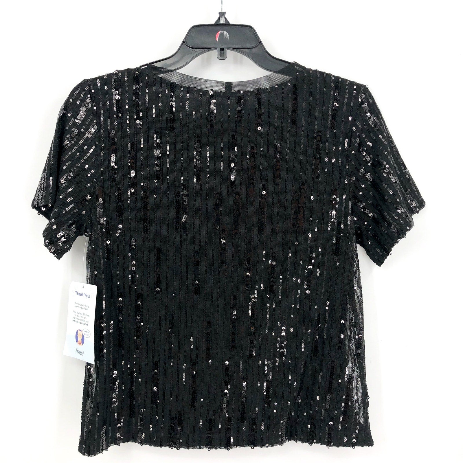 SANCTUARY Women's Sequin Perfect Tee XS Black Short Sleeve NWT