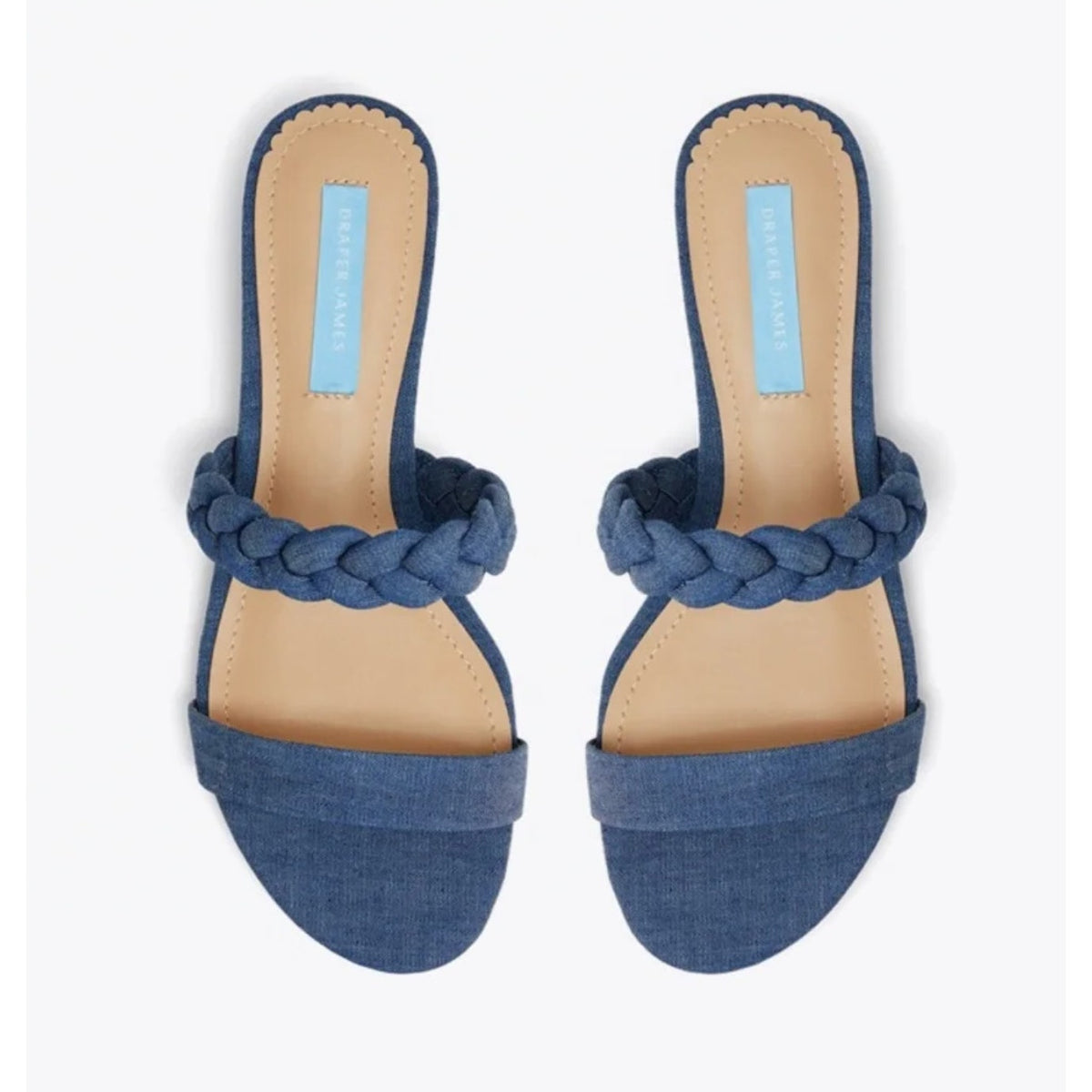 DRAPER JAMES Women's Ellie Slide Sandals Size 8.5 Dark Blue Braded Strap NWOB