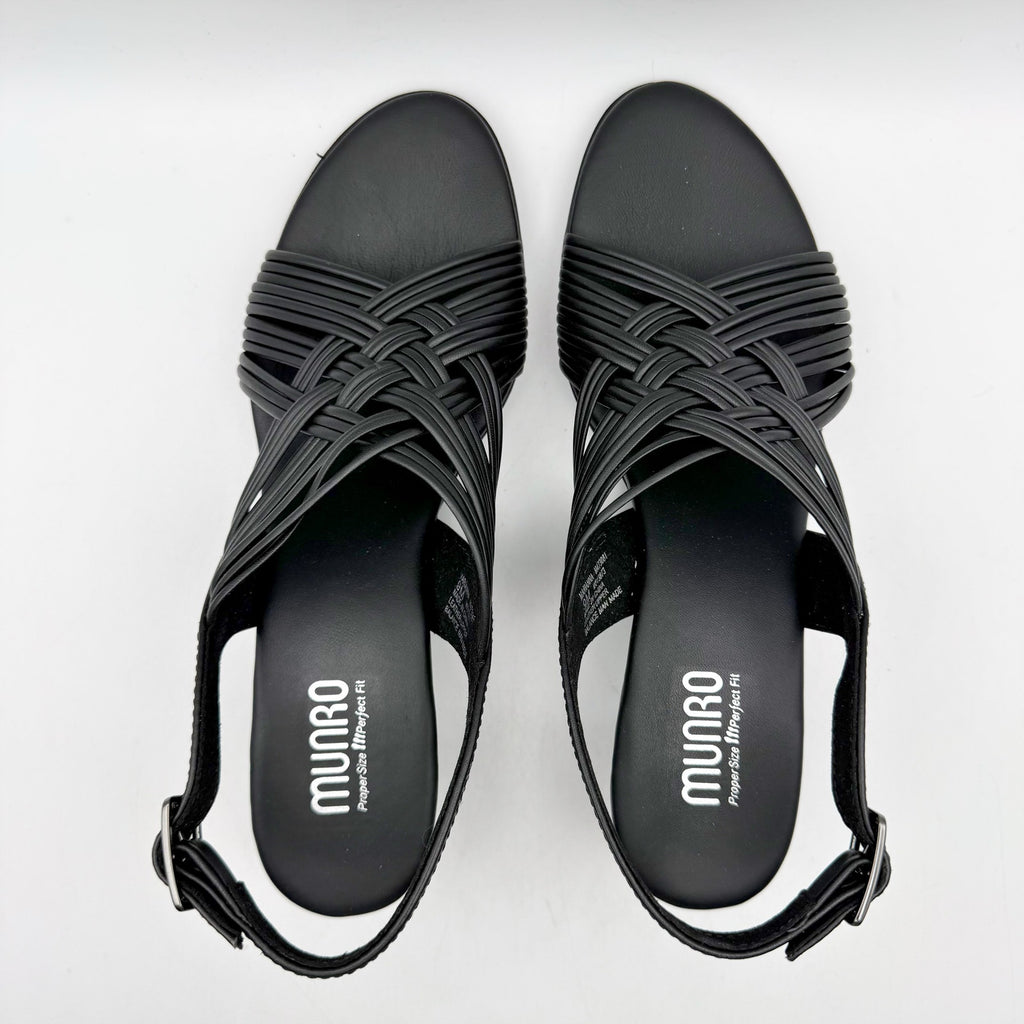 MUNRO Women's Marianna Heel Sandals Size 11 Narrow Black Leather NIB