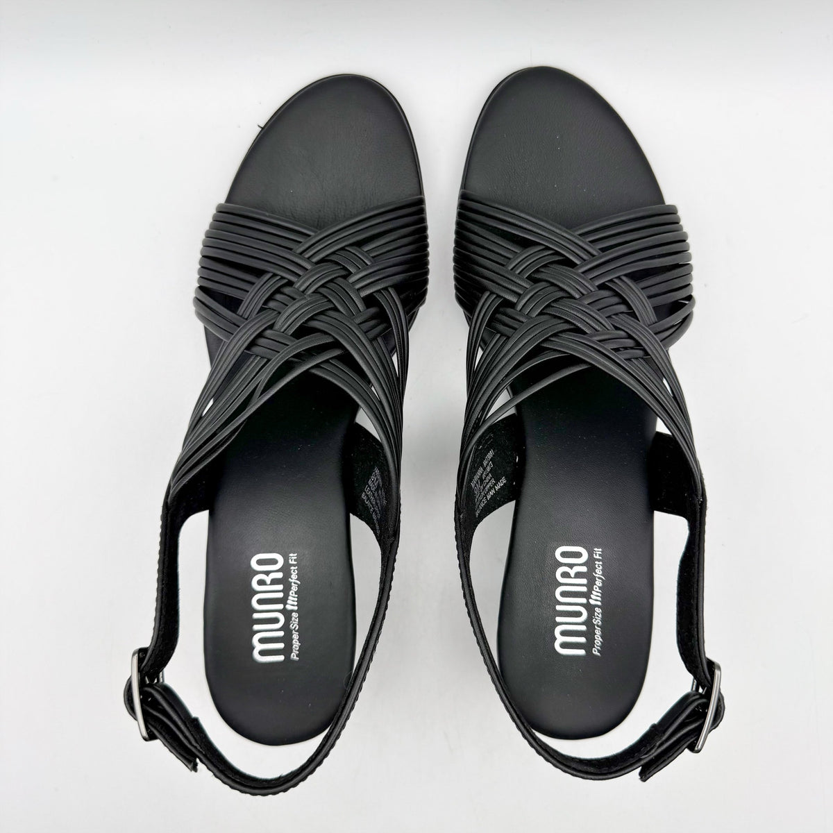 MUNRO Women's Marianna Heel Sandals Size 11 Narrow Black Leather NIB