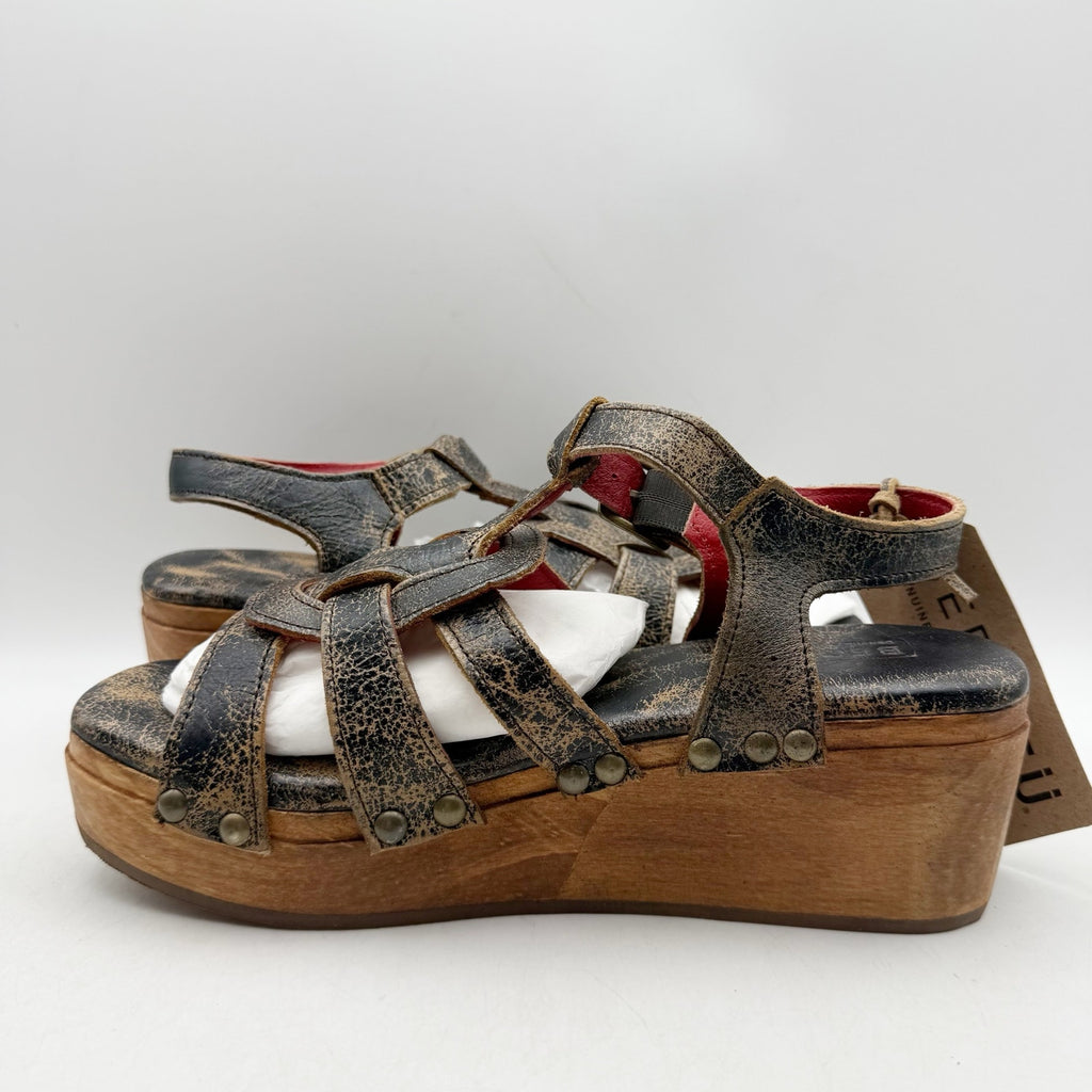 Bed Stu Womens Fabiola Sandals US 8.5 Black Distressed Leather NWT