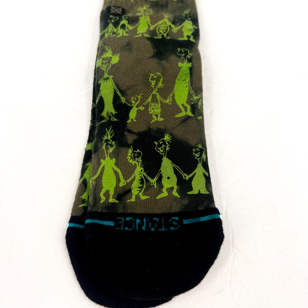 STANCE X The GRINCH Unisex Down In Whovile Crew Socks Large Green Black NWT
