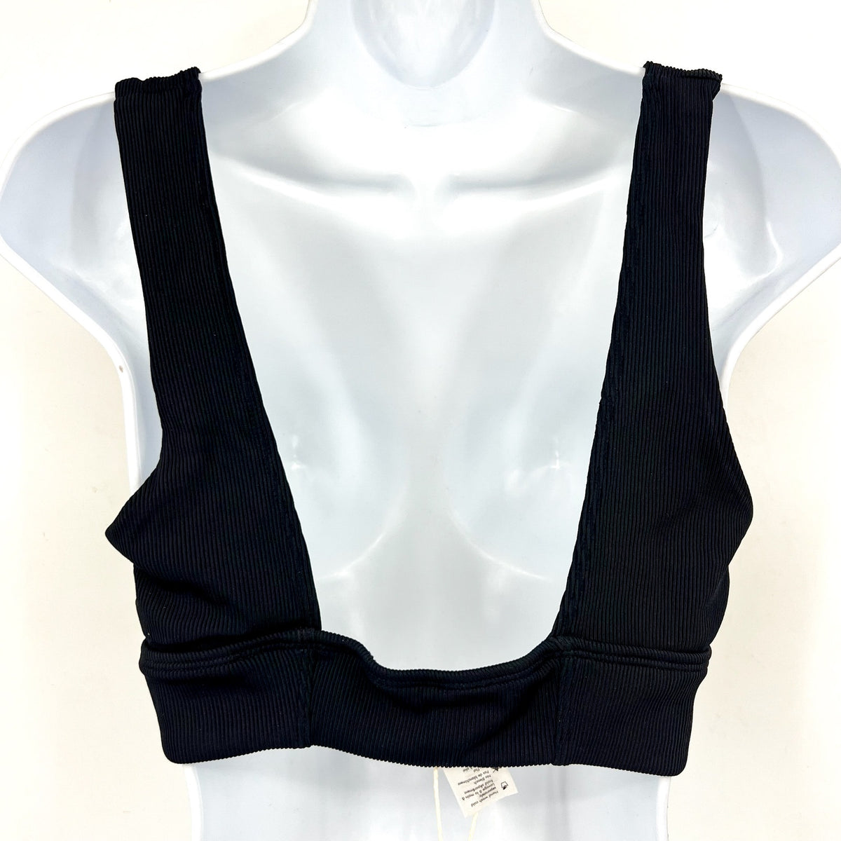 L*SPACE Women's Hailey Rib Bikini Top XL Black Sweetheart Neck NWT
