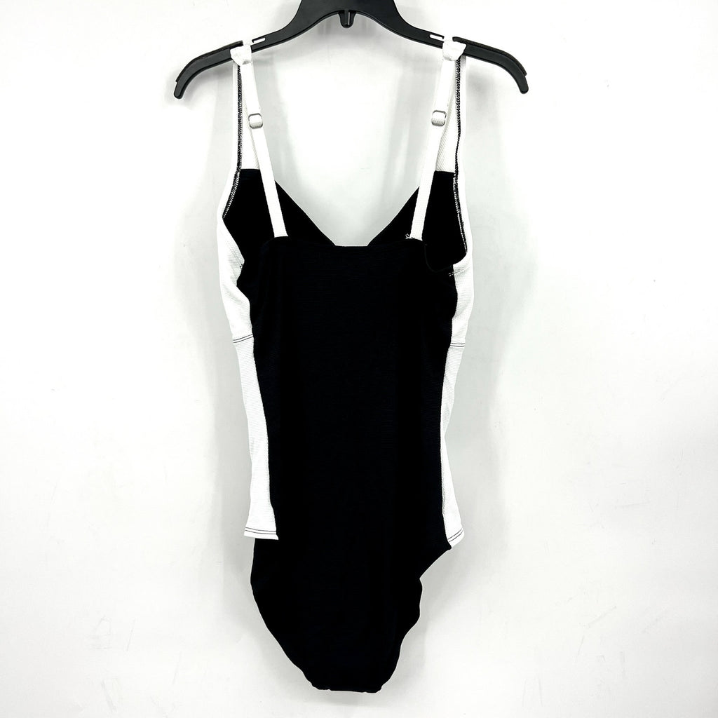 TOMMY BAHAMA Island Cays One-Piece Swimsuit Size 16 White Black Colorblock NWT