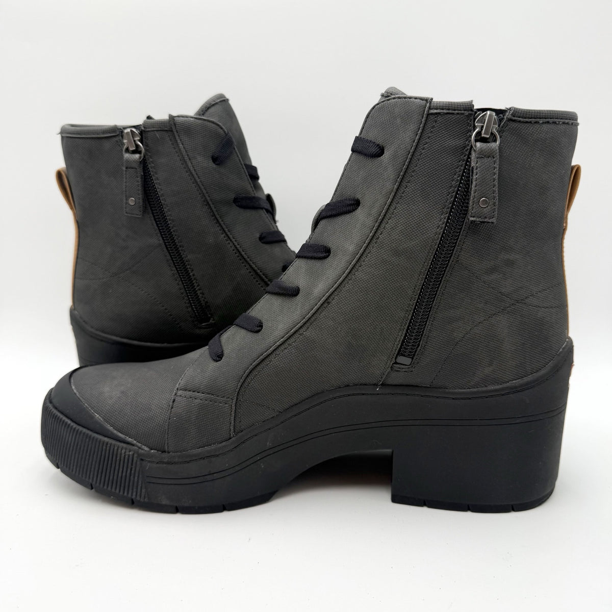 Dr. Scholls Womens Time Off Up Platform Ankle Boot US 11 Black Vegan Leather NIB