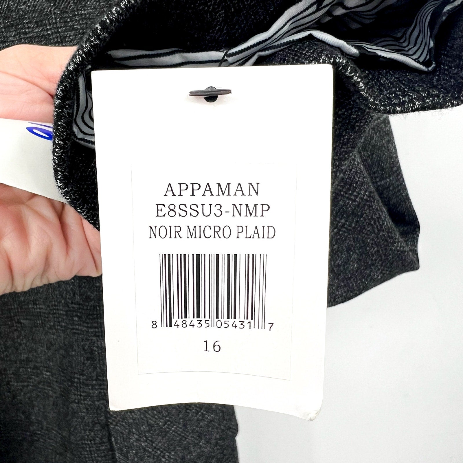 APPAMAN Boy's Stretchy Mod Suit Jacket Size 16 Grey Noir Micro Plaid NWT