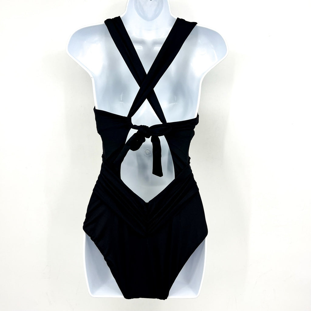 BECCA Women's Twist Cut-Out One Piece Swimsuit Medium Black Color Code NWT