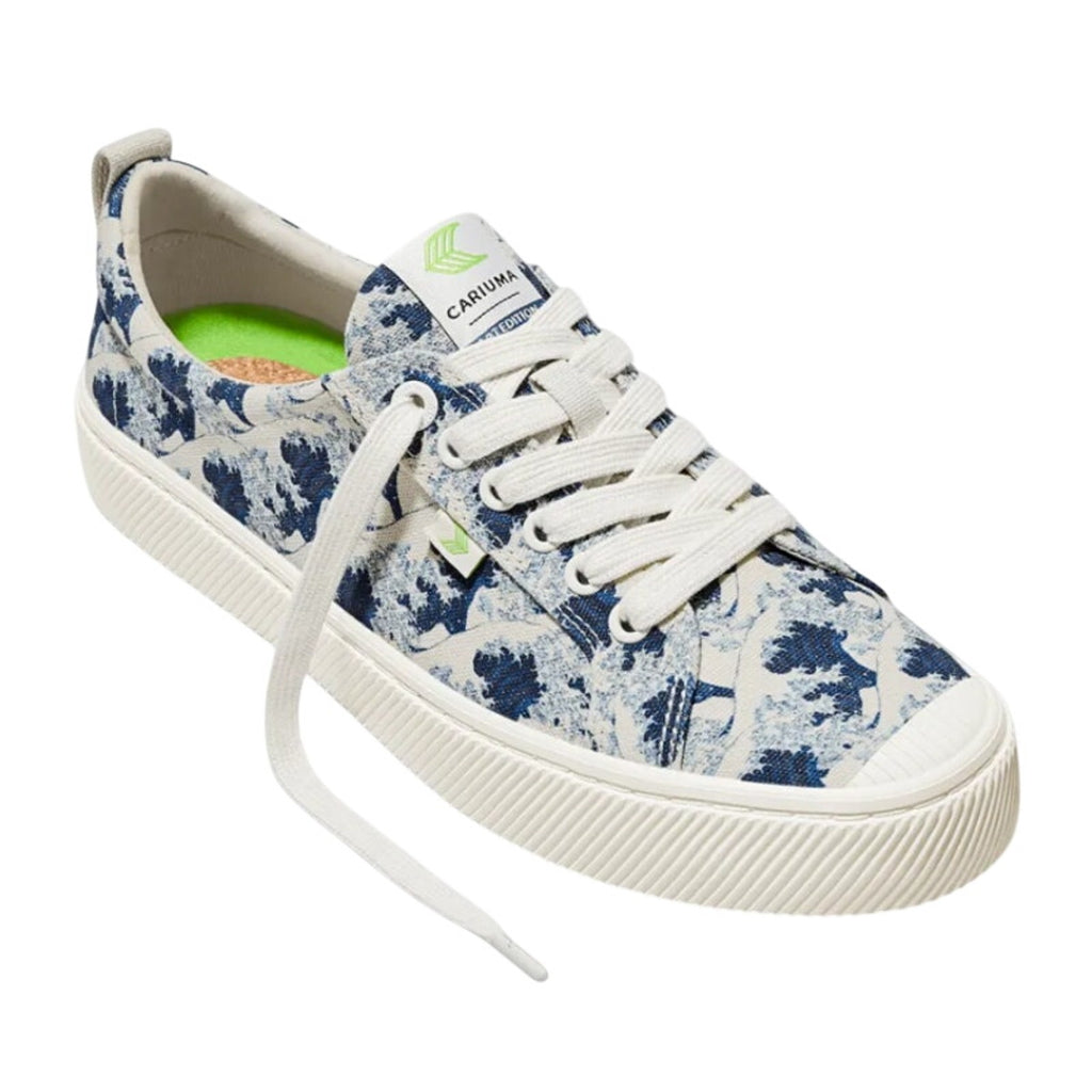 Cariuma X Hokusai OCA Wave Off Sneakers Mens 9 Womens 10.5 White Blue Canvas NIB