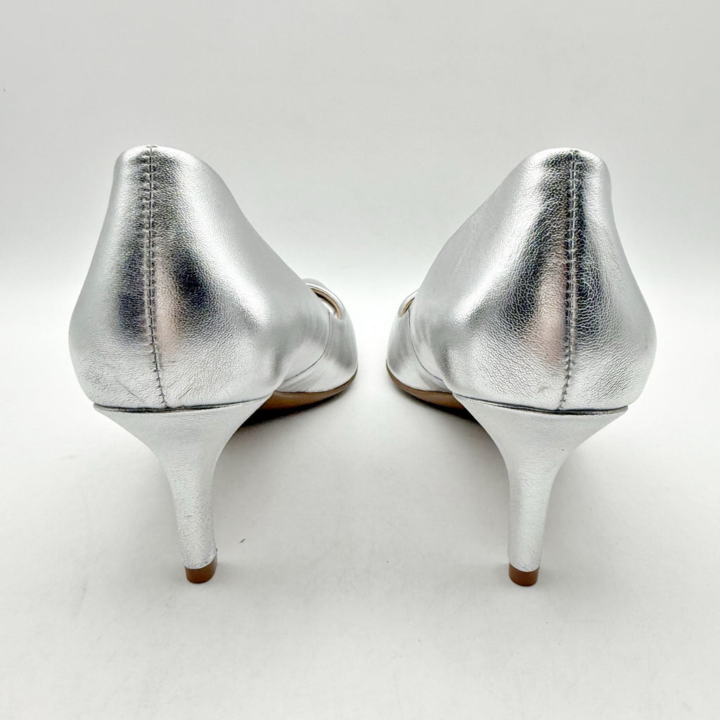 Naturalizer Womens Everly Pumps US 11 Wide EU 42 Silver Leather NWOB