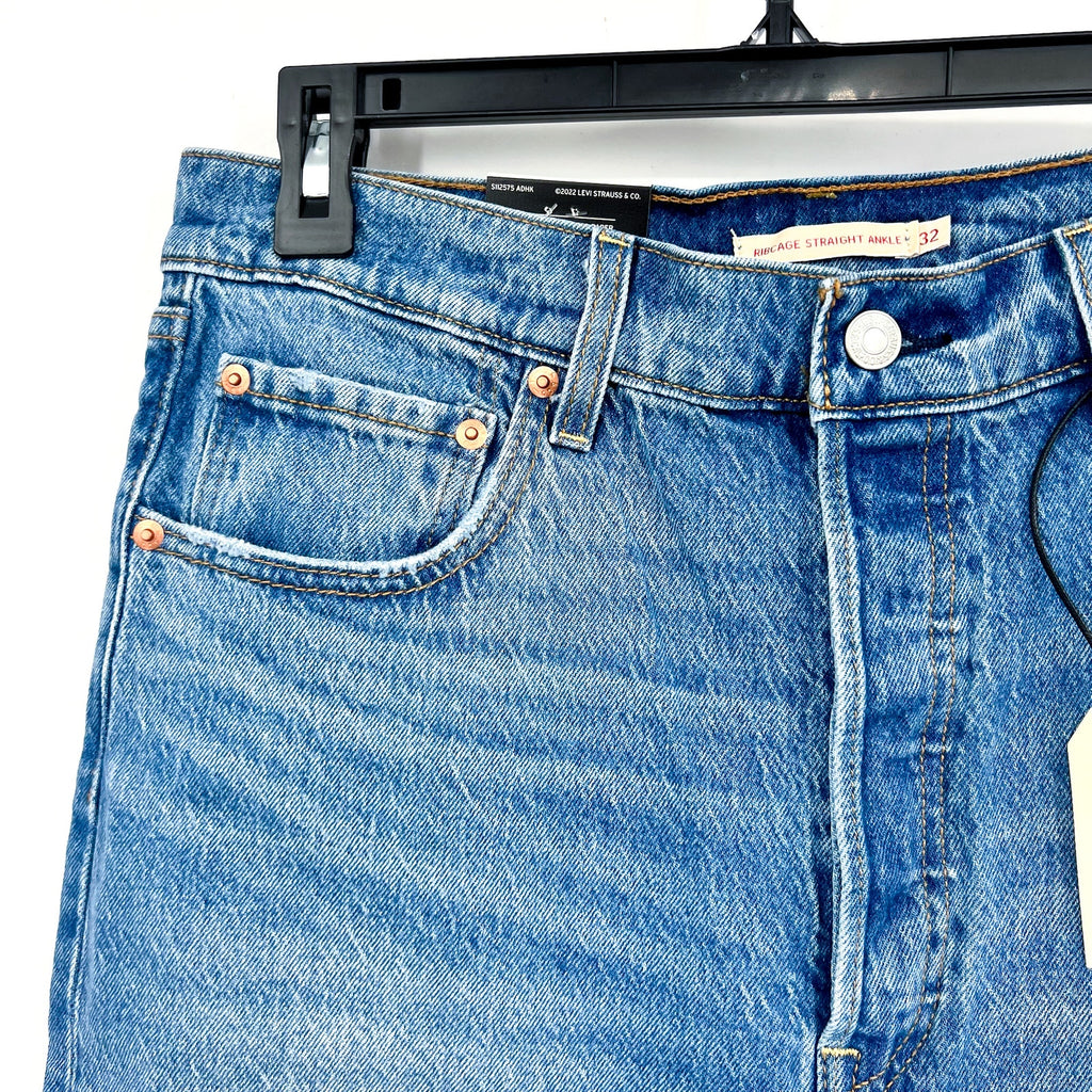Levi's Womens Ribcage Straight Ankle Jeans 32x27 14 Medium Blue 72693-0177 NWT