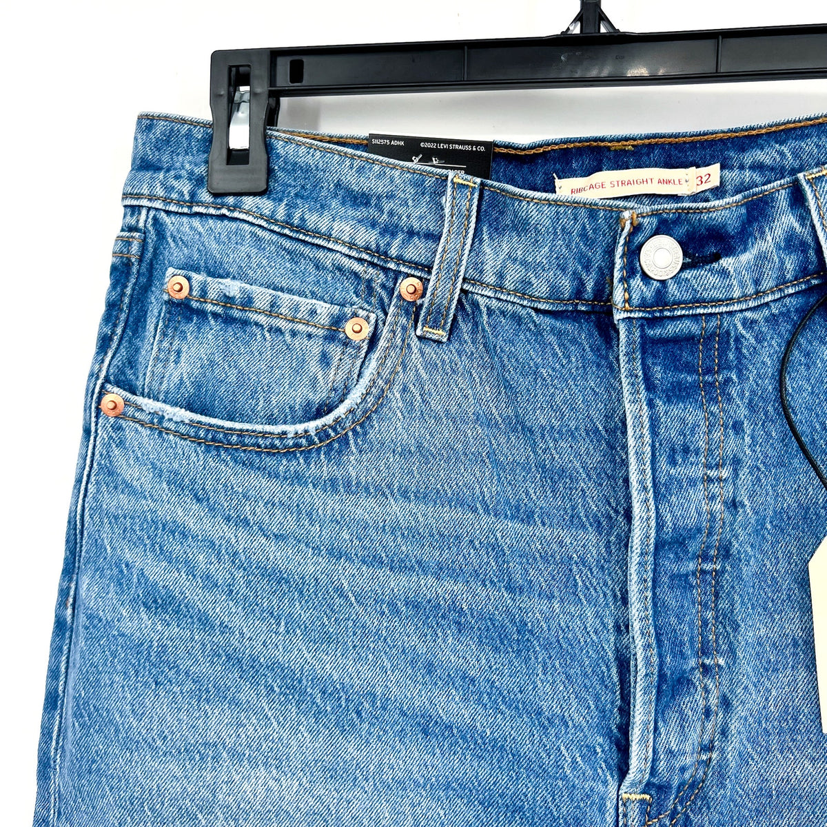 Levi's Womens Ribcage Straight Ankle Jeans 32x27 14 Medium Blue 72693-0177 NWT
