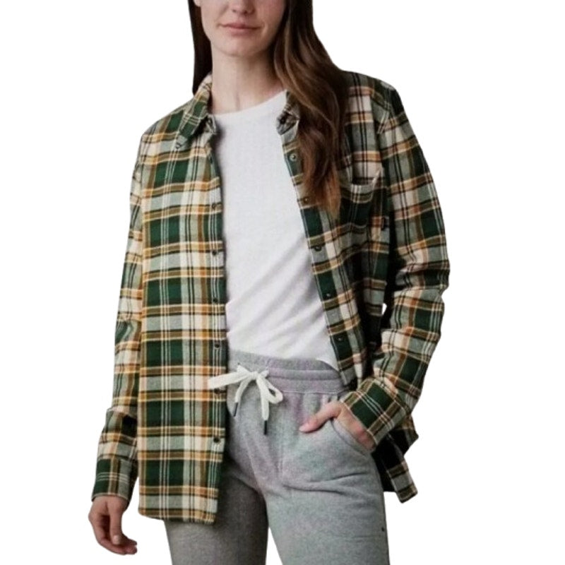PRANA Women's Golden Canyon Flannel Shirt Medium Soft Pine Green Plaid NWT