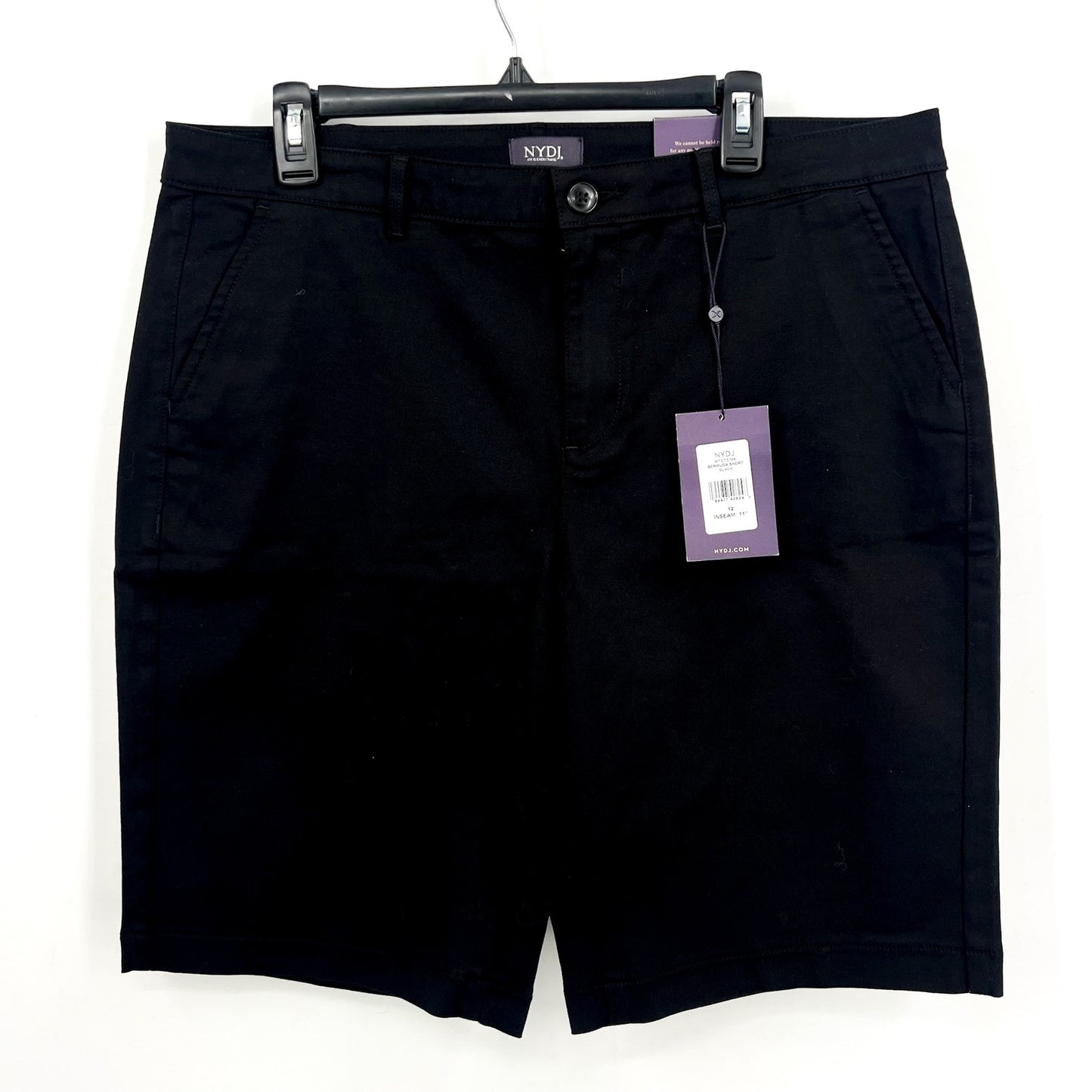 NYDJ Women's Bermuda Shorts Size 12 Black Stretch Twill Knee Length NWT