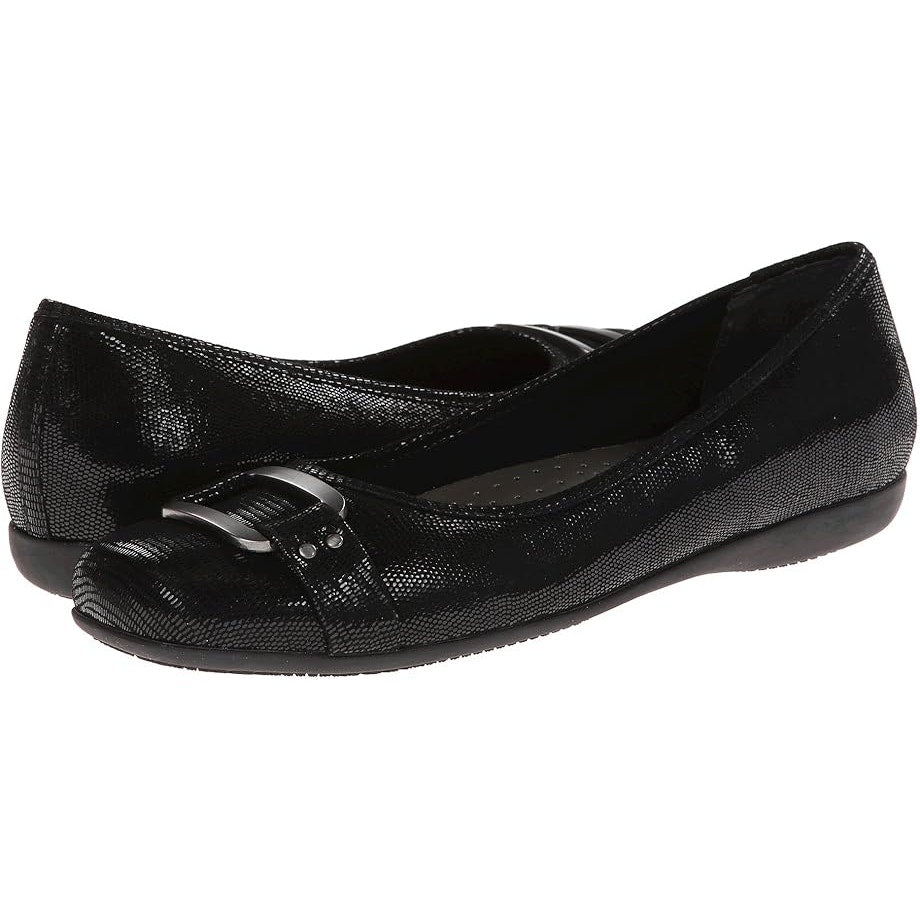 Trotters Womens Sizzle Flats US 7 Narrow EU 37.5 Black Leather Slip On NWOB