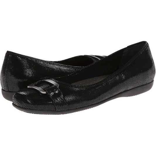 Trotters Womens Sizzle Flats US 7 Narrow EU 37.5 Black Leather Slip On NWOB