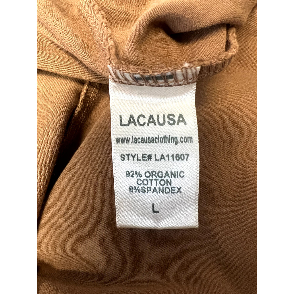 LACAUSA ANTHROPOLOGIE Womens Dawn Bodysuit Large Mocha Brown Short Sleeve NWT