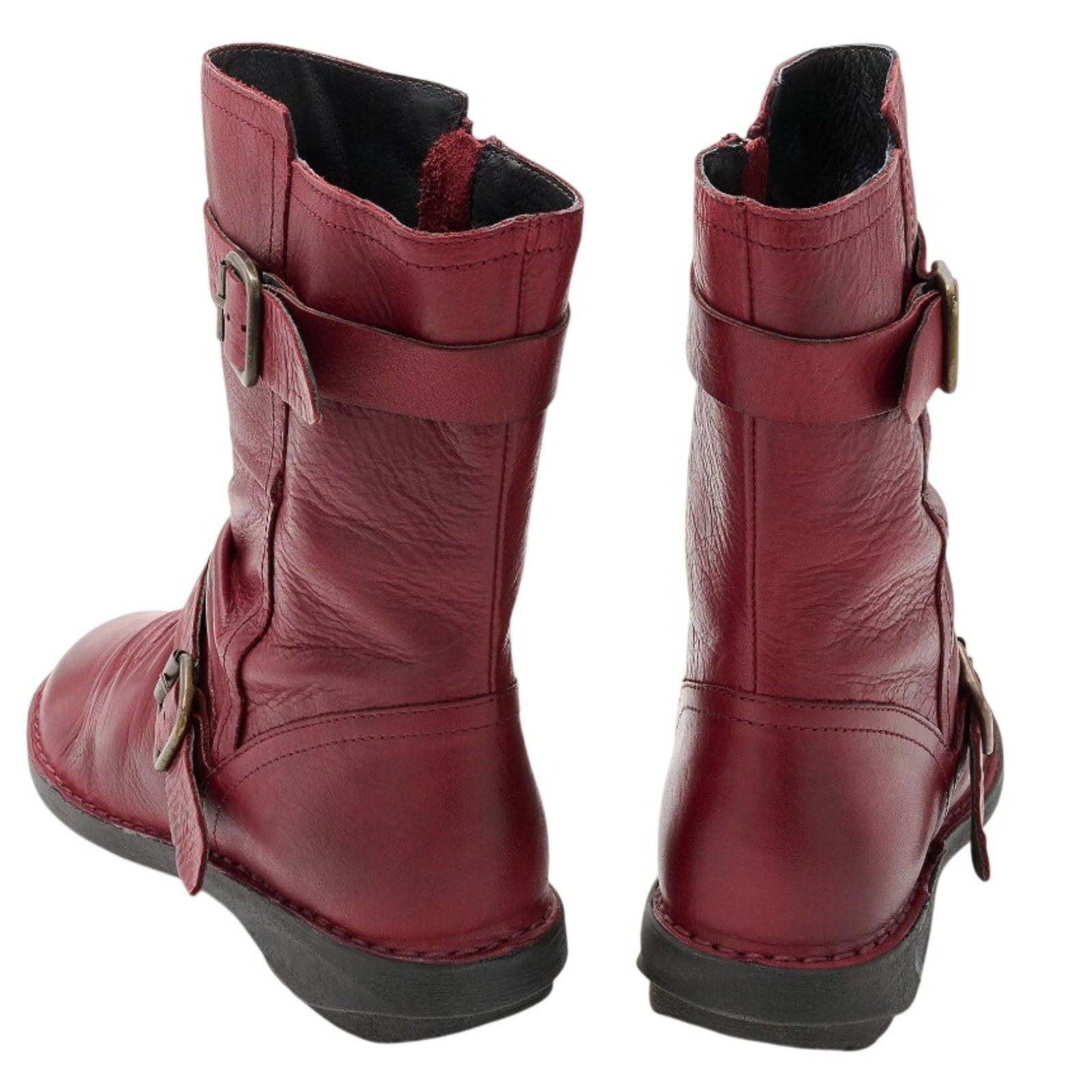 Miz Mooz Womens Pasha Mid Calf Boots EU 38 US 8 Burgundy Red Leather NIB