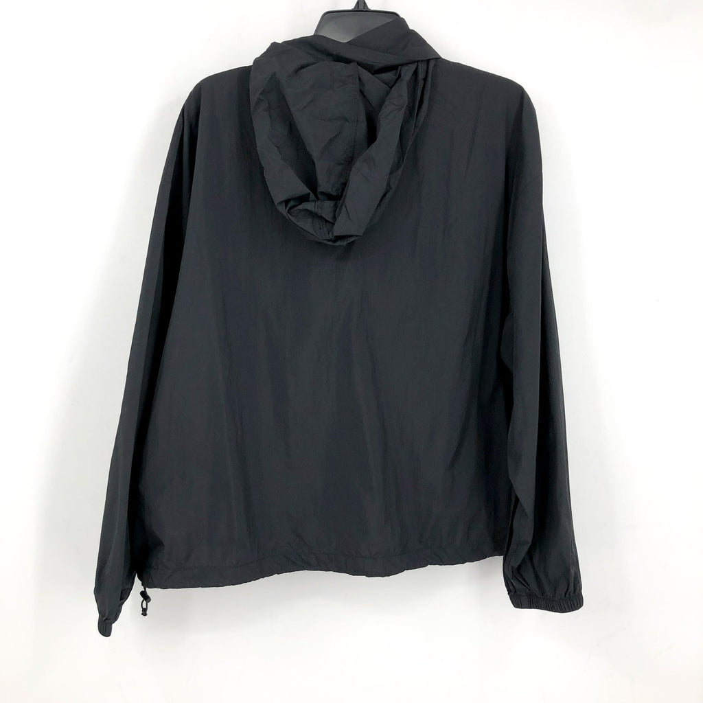 NEW BALANCE Women's Athletics Packable Jacket Large Black Hooded Lightweight NWT