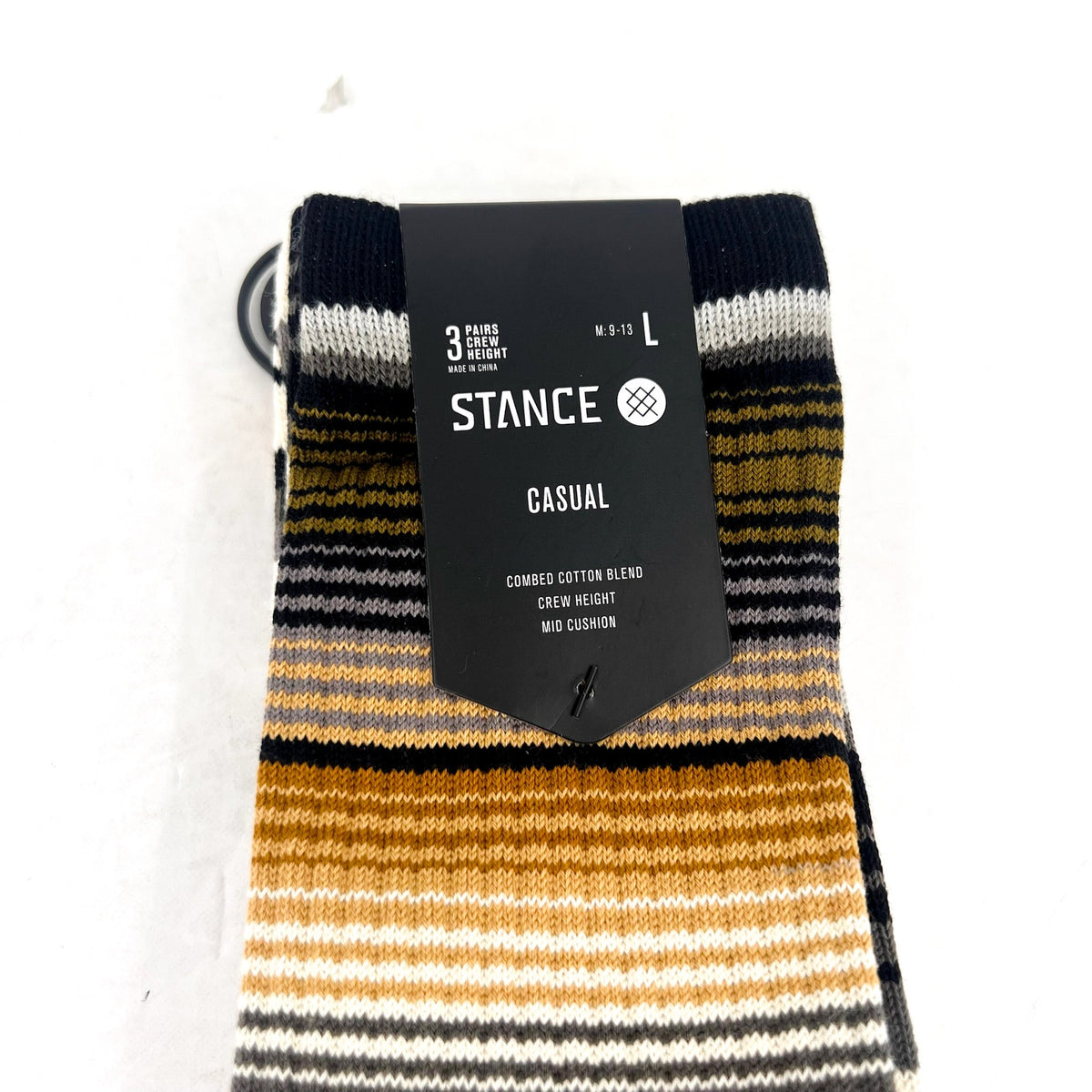 STANCE Men's Curren 3-Pack Hiking Crew Socks Large (9-13 ) Forest Striped NWT