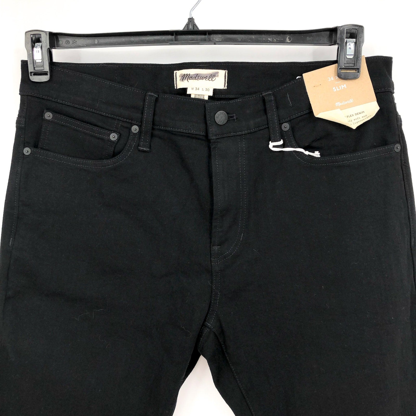 MADEWELL Men's Slim Jeans 34x30 Black Bainhart Wash ND479 COOLMAX® Denim NWT