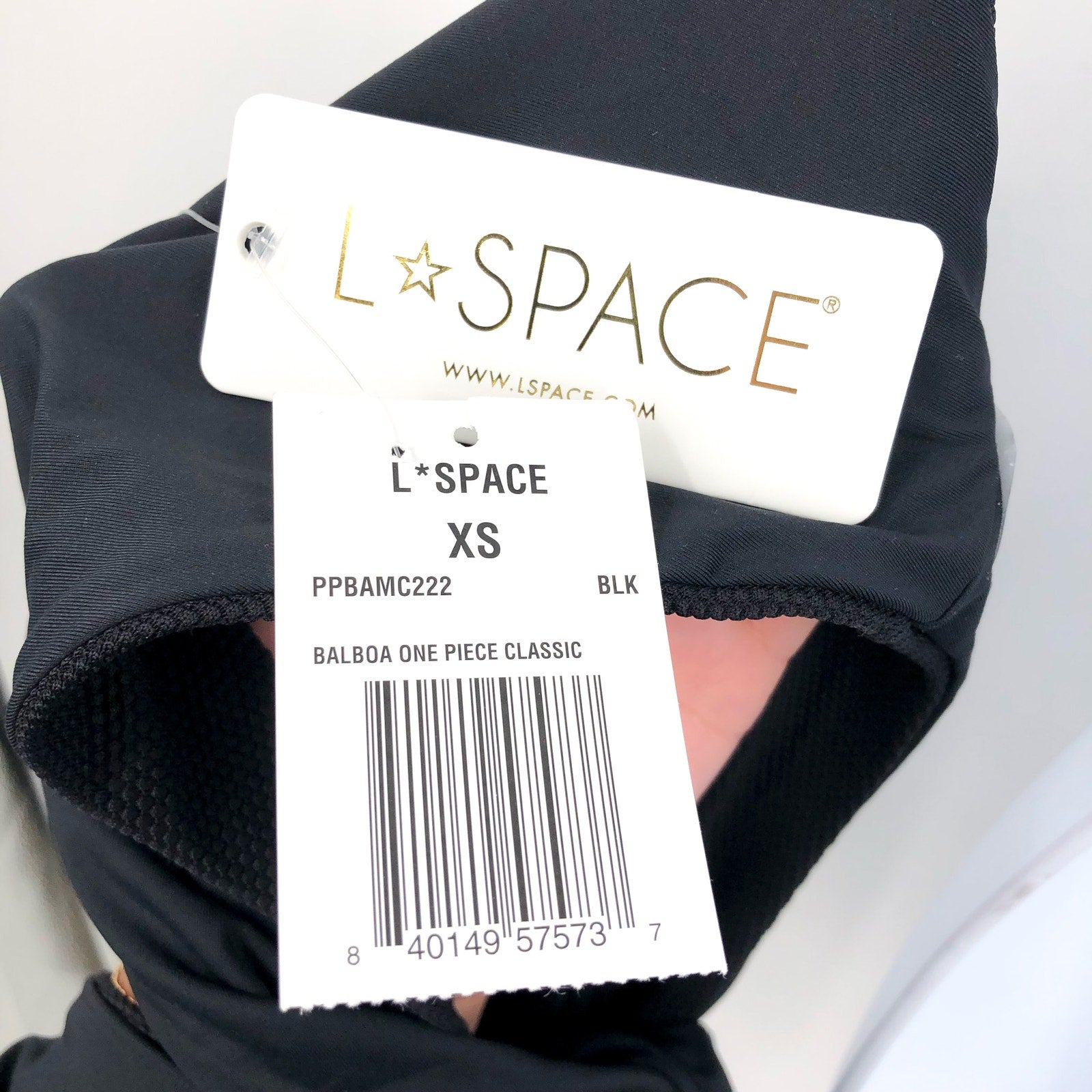 L*SPACE Women's Balboa Classic One Piece Swimsuit XS Black Tie Waist NWT