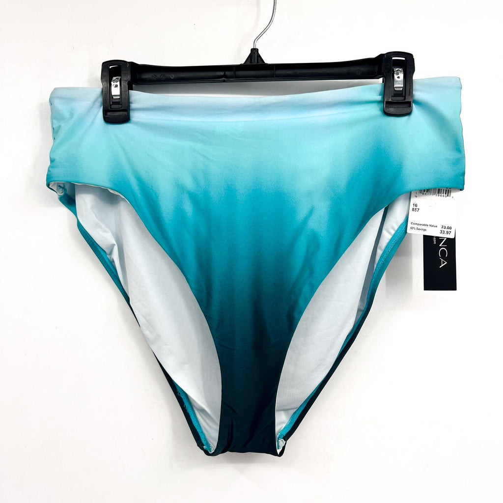 LA BLANCA Womens Ombre Bikini Bottom Size 16 Turquoise Blue V Cut High Waist NWT