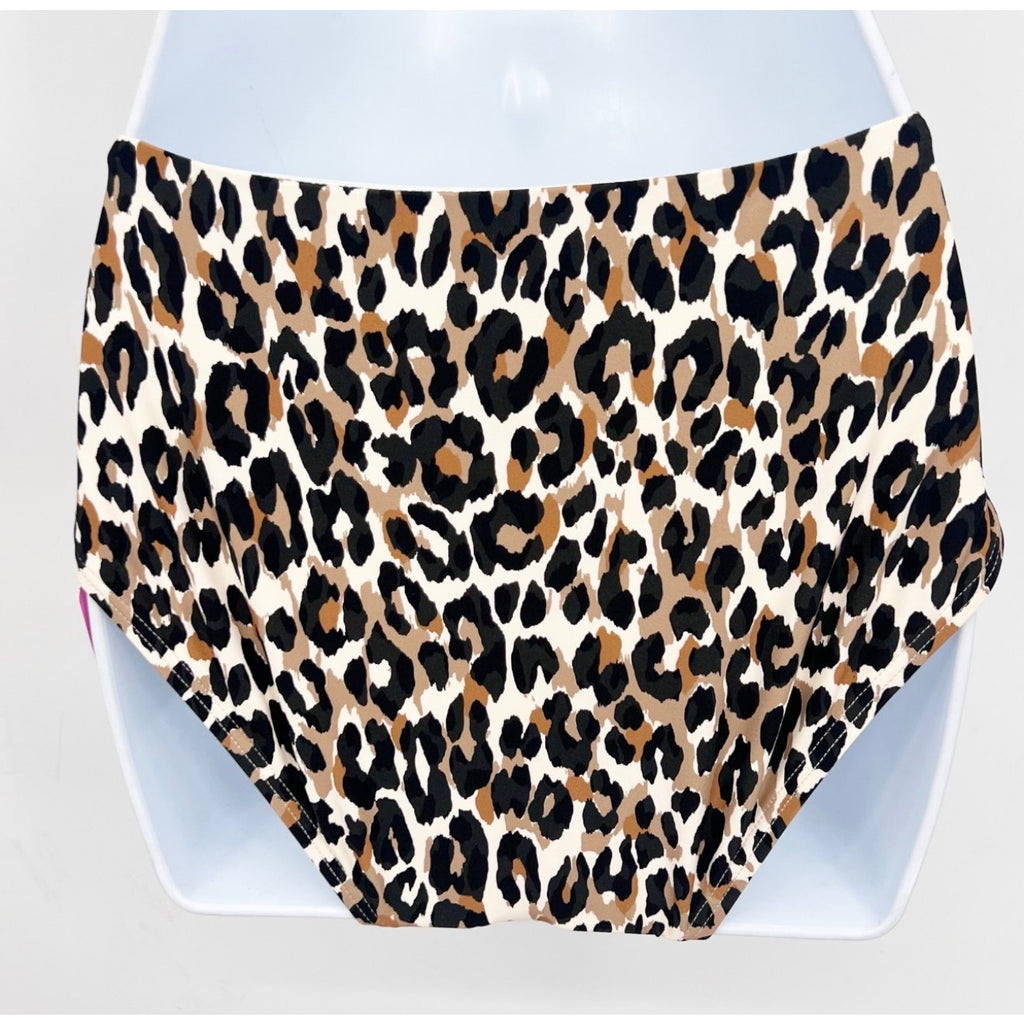 KATE SPADE Women's Heart Belted Bikini Bottom Small Tan Leopard Print NWT