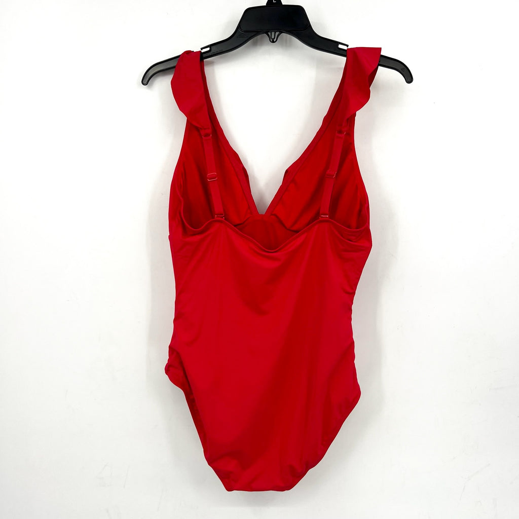 SEA LEVEL SWIM Frill One Piece Swimsuit Size 10 Red Ruffle Eco Essentials NWT