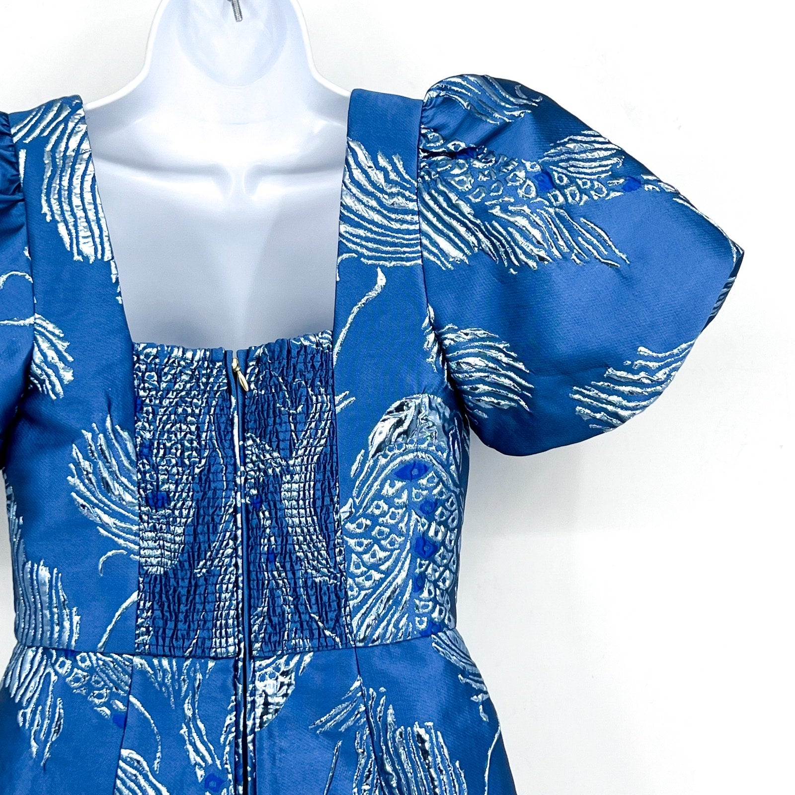 LILLY PULITZER Booker Romper Size 2 Blue Dancing Koi Metallic Jacquard NWOT