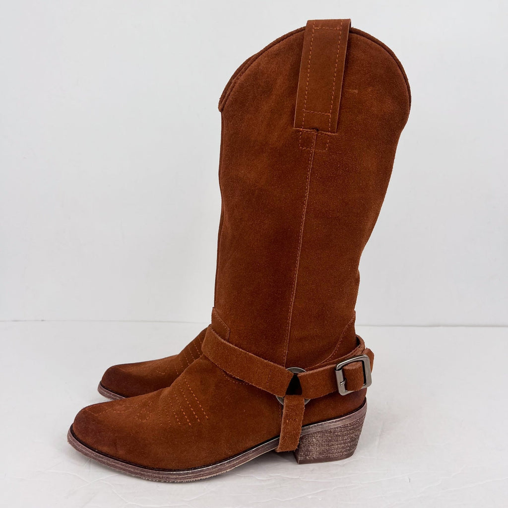 Vintage Foundry Co. Womens Peyton Western Boots Size 7 EU 37 Brown Suede NWOB