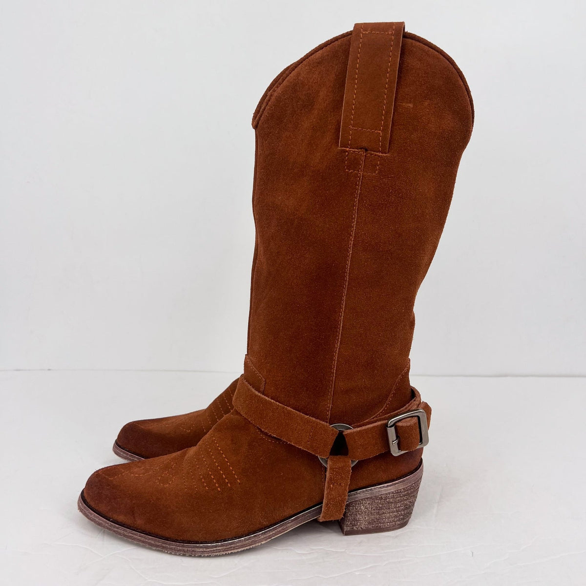 Vintage Foundry Co. Womens Peyton Western Boots Size 7 EU 37 Brown Suede NWOB