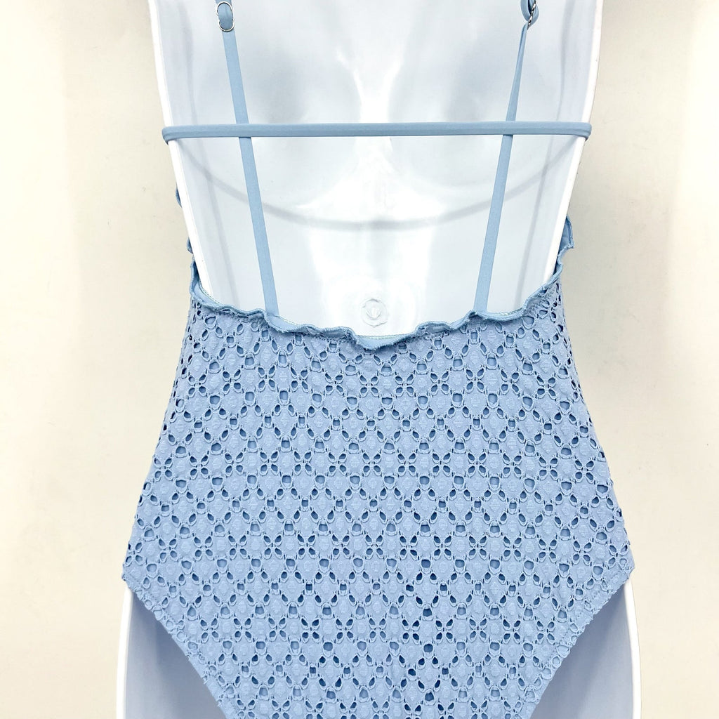 SEAFOLLY Women's Daydreamer One Piece Swimsuit Size 4 Powder Blue V Neck NWT