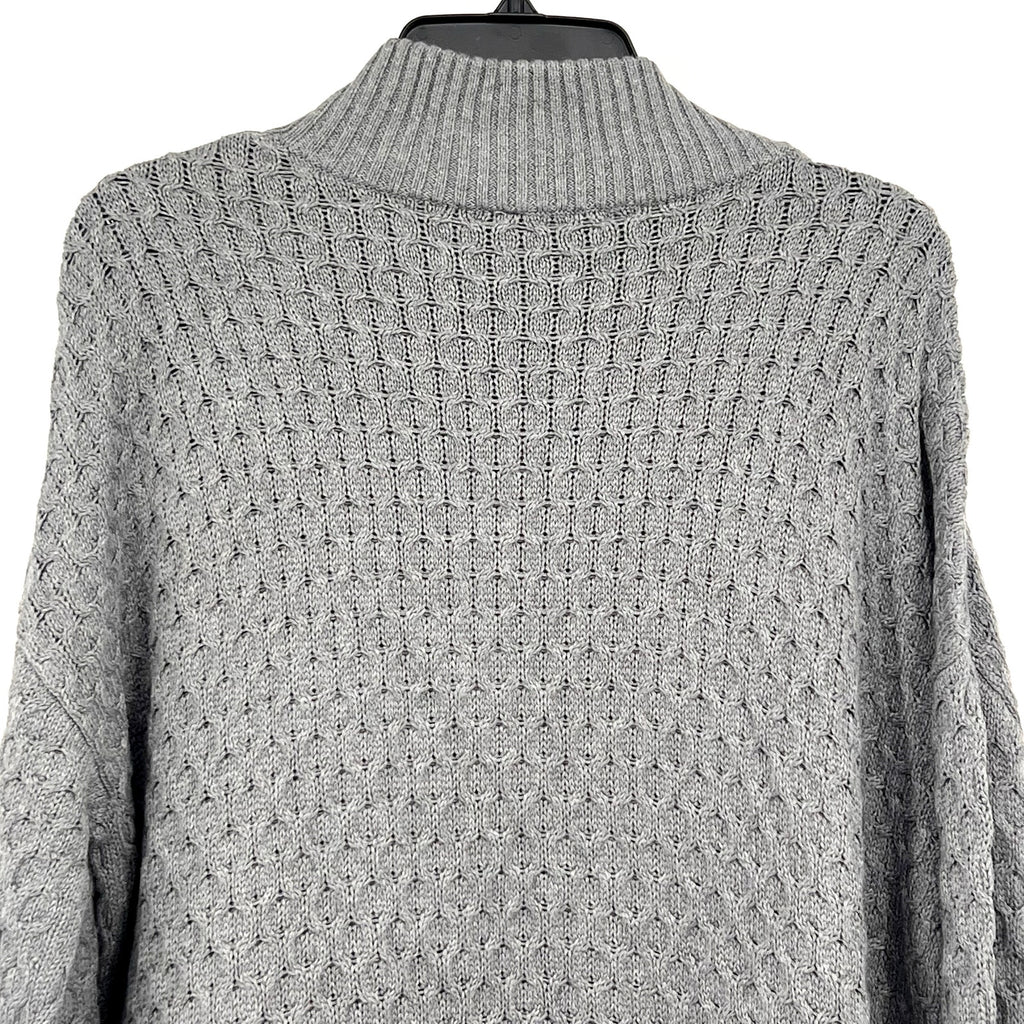 MOTHERHOOD Maternity Cable Knit Sweater Medium Grey Button Shoulder NWOT