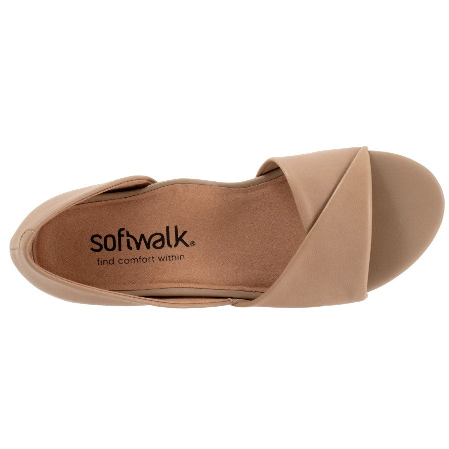 SoftWalk Womens Cypress Slip On Flats US 10 M Tan Beige Leather Open Toe NWOB