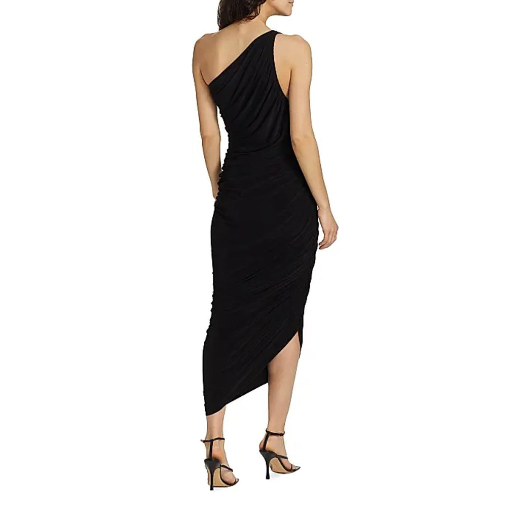 NORMA KAMALI Women's One Shoulder Diana Gown Large Black Asymmetric NWOT