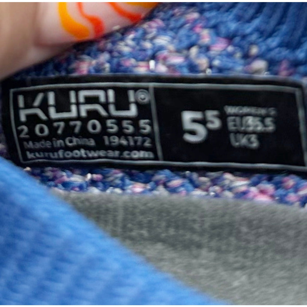 Kuru Womens Stride Casual Sneakers Size 5.5 WIDE Blue White Knit Slip On NWOB