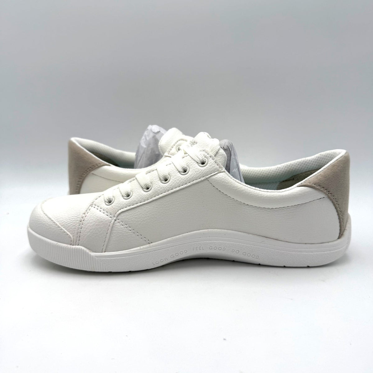 Dr. Scholl's Womens Be Bright Sneakers Size 8 Wide EU 38.5 White Oyster Grey NIB