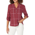 CARVE DESIGN Women's Dylan Twill Shirt XS Red Brick Windowpane V Neck NWT