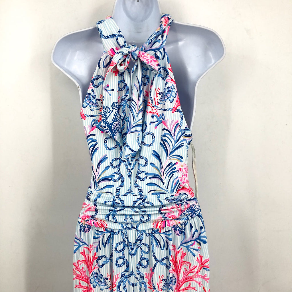 LILLY PULITZER Women's Montecito Halter Maxi Dress Large Multi Naut Today NWOT