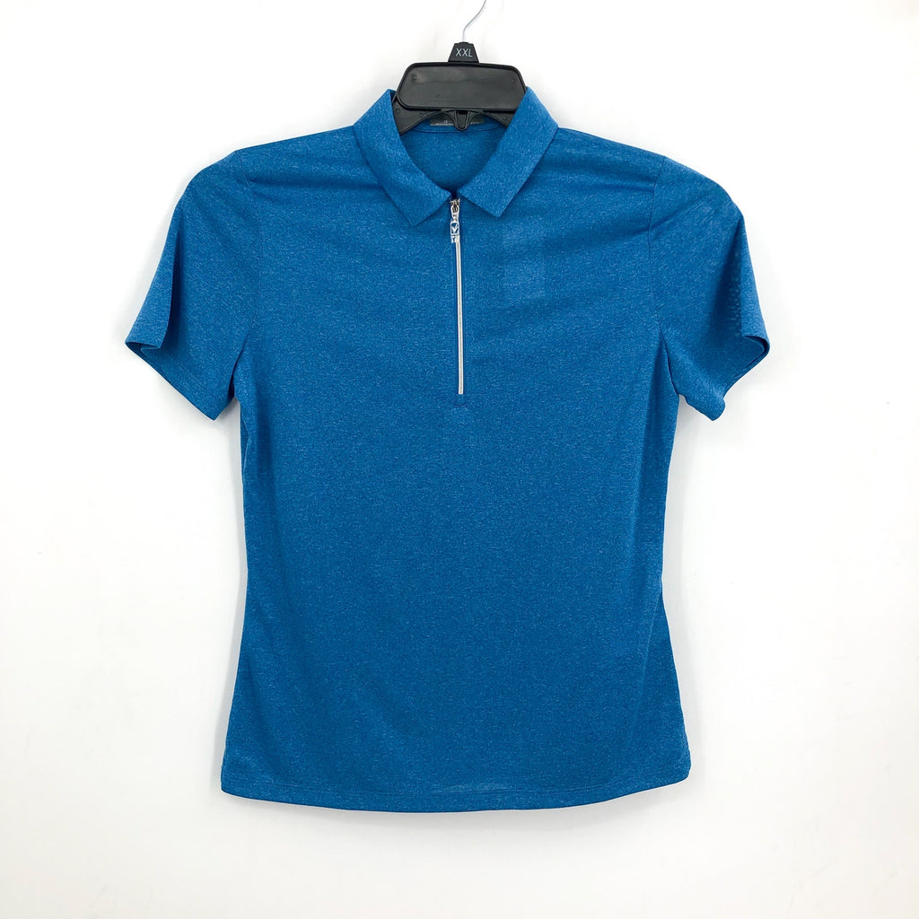 Callaway Womens Golf Polo Shirt XS Blue Heather Quarter Zip Short Sleeve NWT