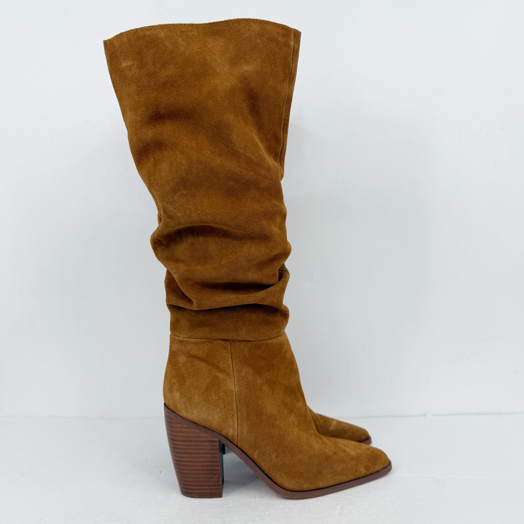 Vince Camuto Womens Aprine Knee High Boots Size 8.5 M EU 39.5 Brown Suede NWOB